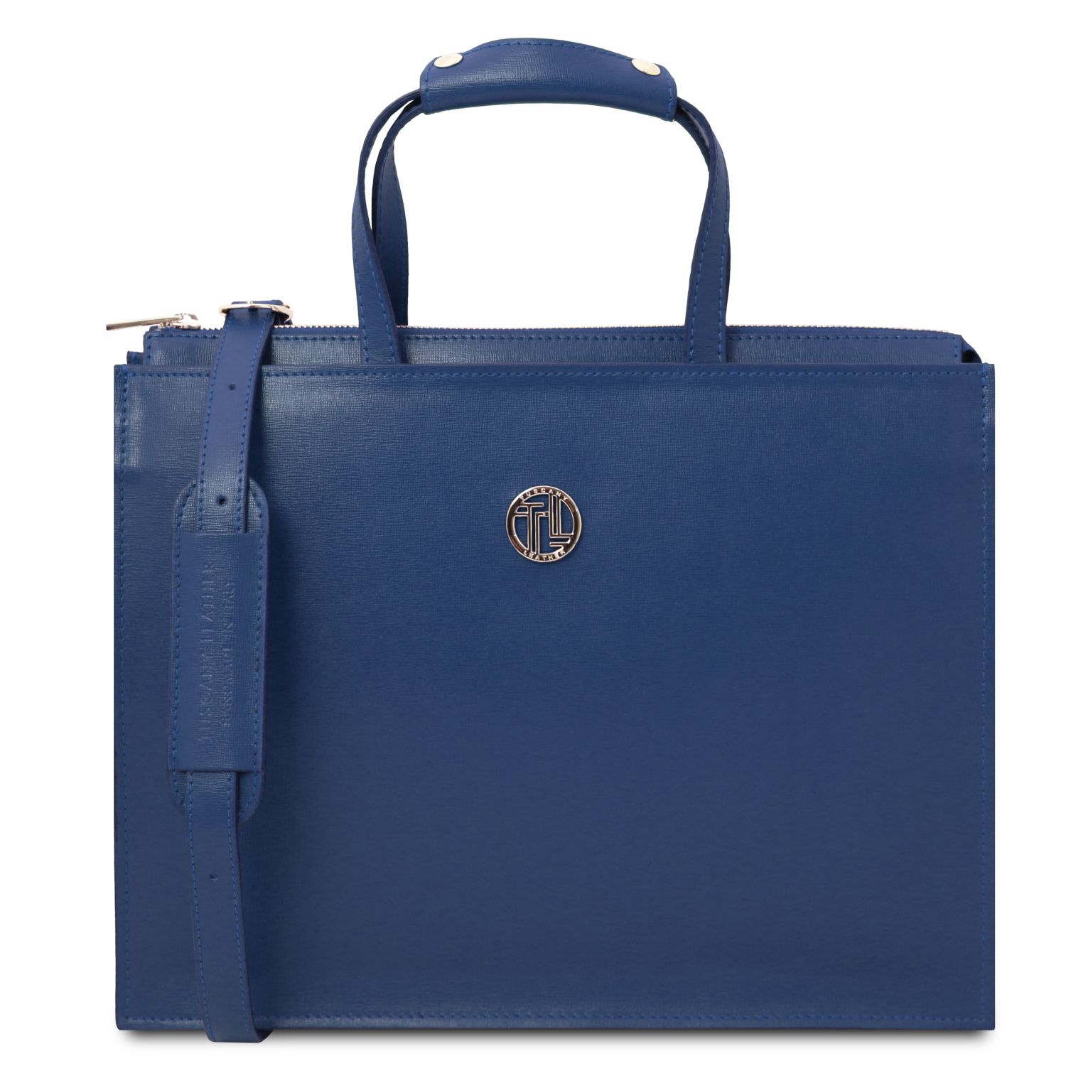 Borsa da lavoro in pelle Saffiano da donna 3 scomparti Blu scuro