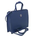 Palermo Saffiano Leather Briefcase 3 Compartments for Women Dark Blue TL141369