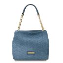 TL Bag Borsa Secchiello Effetto Paglia Celeste TL142208