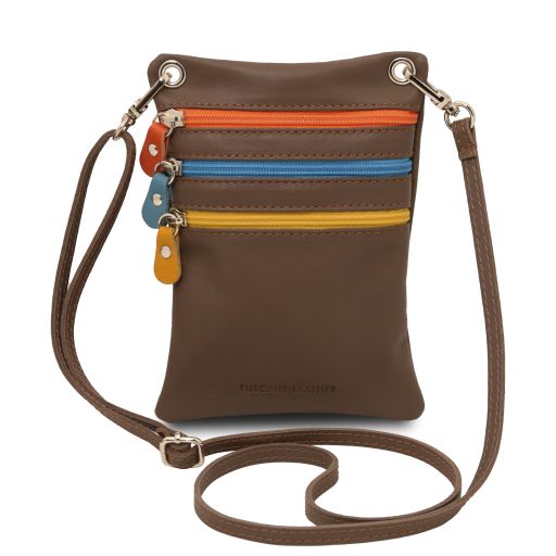 TL Bag Сумка-мини через плечо из мягкой кожи Темный серо-коричневый TL142431