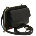 Urania Leather Wallet/phone Holder With Strap Black TL142433