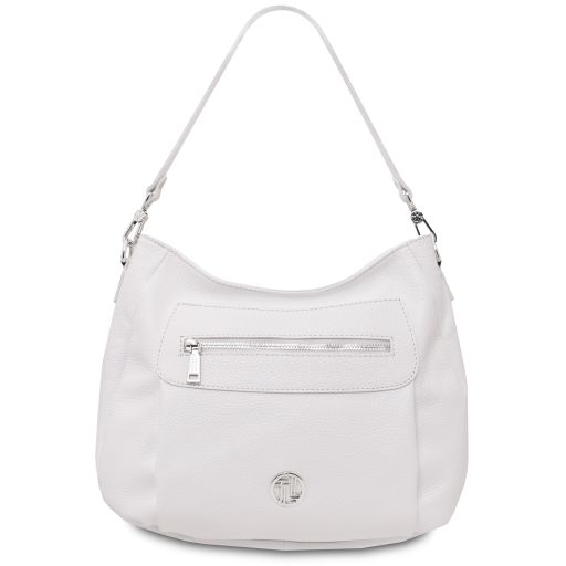Brenda Schultertasche aus Weichem Leder Weiß TL142450