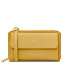 Urania Lederbrieftasche/Handyhalter mit Tragegurt Pastell Gelb TL142433