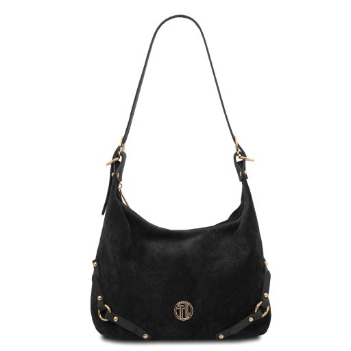 Sierra Schultertasche aus Wildleder Schwarz TL142419