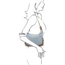Sierra Borsa a Spalla in Pelle Scamosciata Celeste TL142419