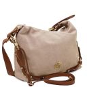 Sierra Borsa a Spalla in Pelle Scamosciata Beige TL142419