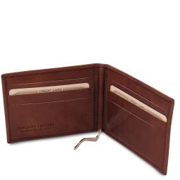 Exclusive Leather Card Holder With Money Clip Brown TL142055
