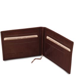 Exclusive Leather Card Holder With Money Clip Dark Brown TL142055