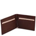 Elegante Porta Tarjetas en Piel con Clip Para Billetes Marrón oscuro TL142055