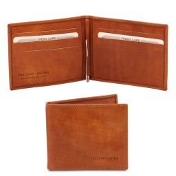 Exclusive Leather Card Holder With Money Clip Honey TL142055