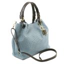 TL KeyLuck Bolso Shopping en Piel Imprimida Tejida Azul claro TL141573