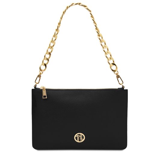 Diva Bolso Noche en Piel et Bandolera de Cadena Negro TL142461