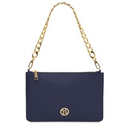 Diva Pochette in Pelle con Tracolla a Catena Blu scuro TL142461