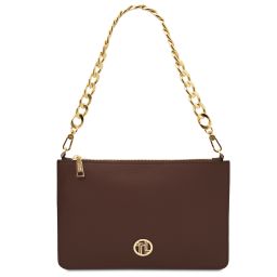 Diva Pochette in Pelle con Tracolla a Catena Caffè TL142461
