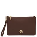 Diva Clutch aus Leder mit Schulterkette Kaffee TL142461