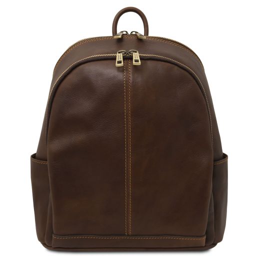 Canberra Mochila en Piel con 2 Compartimientos Marrón oscuro TL142460