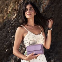 Urania Portefeuille/supporte Pour Téléphone en Cuir Avec Bandoulière Caramel TL142433