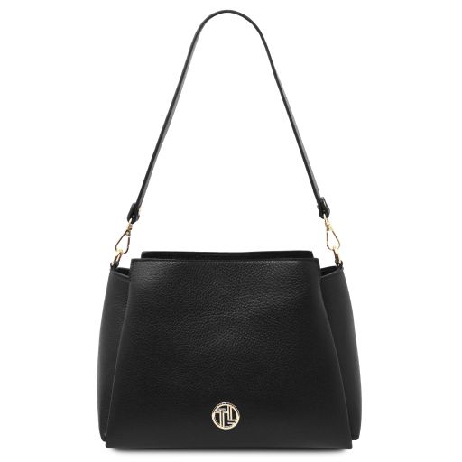 Abby Schultertasche aus Leder Schwarz TL142468