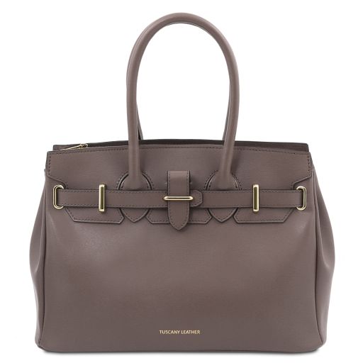 TL Bag Handtasche aus Leder Dunkel Taupe TL142174