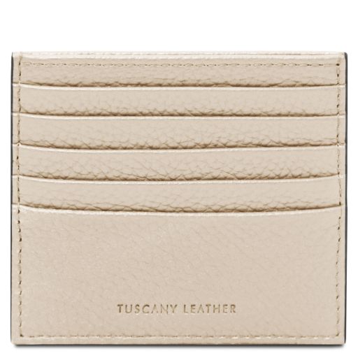 Leather Card Holder Beige TL142470