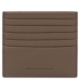 Leather Credit Card Holder Dark Taupe TL142470