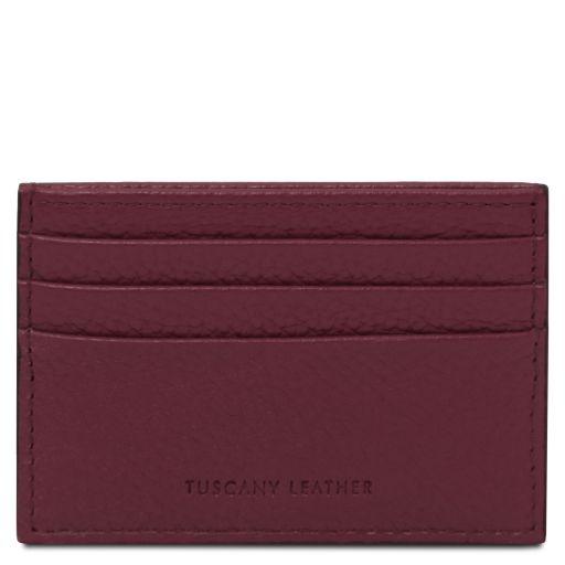 Porte-cartes en Cuir Bordeaux TL142472