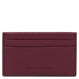 Leather Credit Card Holder Bordeaux TL142474