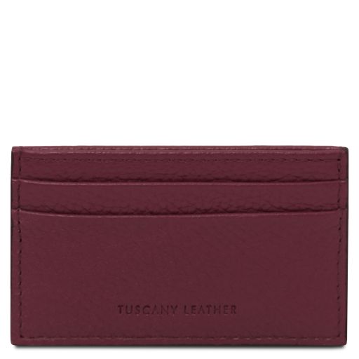Leather Credit Card Holder Bordeaux TL142474