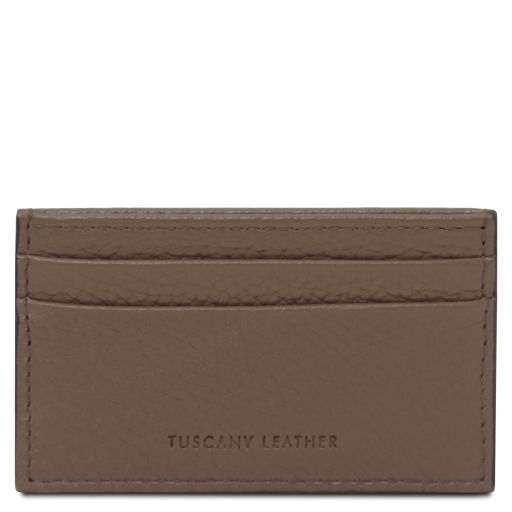 Leather Card Holder Dark Taupe TL142474