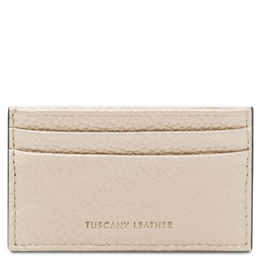 Leather Card Holder Beige TL142474