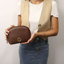 Vera Soft Leather Toiletry Case Dark Taupe TL142438