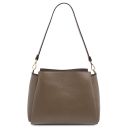 Abby Schultertasche aus Leder Dunkel Taupe TL142468