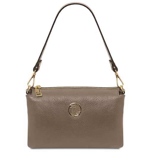 Sia Clutch aus Weichem Leder Dunkel Taupe TL142479