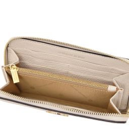 Financier Esclusivo Portafogli in Pelle zip Around Beige TL142485