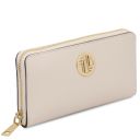 Financier Elegante Cartera en Piel con Cremallera en el Contorno Beige TL142485