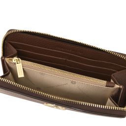 Financier Exklusive Damenbrieftasche aus Leder mit Rundum-Reißverschluss Kaffee TL142485