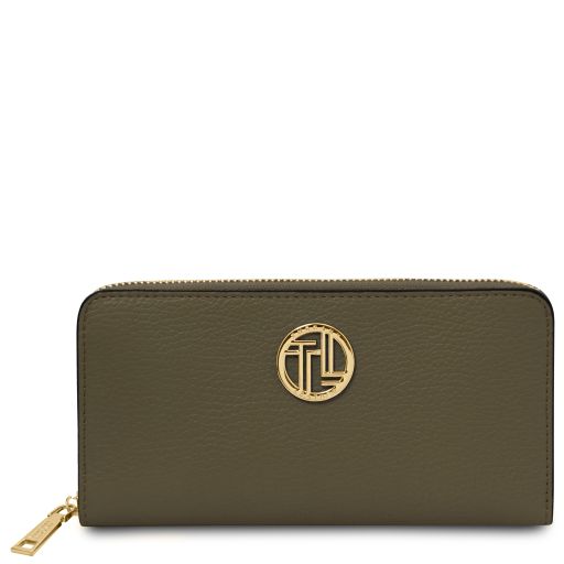 Financier Exclusive zip Around Leather Wallet Forest Green TL142485