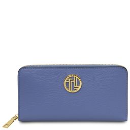Financier Esclusivo Portafogli in Pelle zip Around Blu TL142485