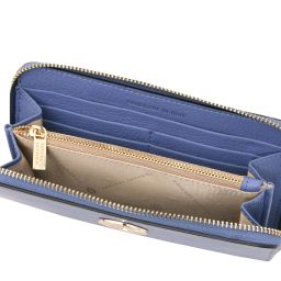 Financier Exclusive zip Around Leather Wallet Blue TL142485