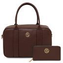 Maiorca Leather Handbag and zip Around Leather Wallet Coffee TL142486