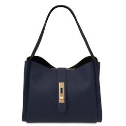 Soave Borsa a Mano in Pelle Morbida Blu scuro TL142489