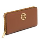 Financier Elegante Cartera en Piel con Cremallera en el Contorno Cognac TL142485