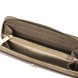 Financier Exclusive zip Around Leather Wallet Dark Taupe TL142494