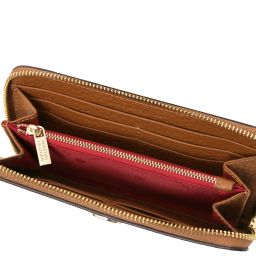 Financier Elégant Portefeuille en Cuir Entièrement Zippée Cognac TL142494