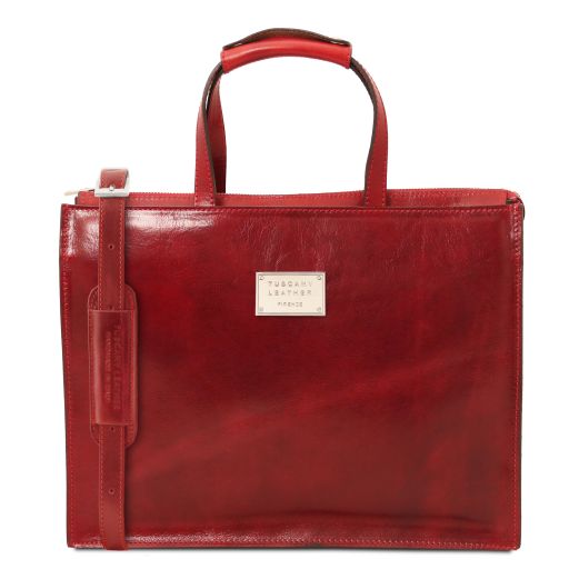 Palermo Leather Briefcase 3 Compartments for Woman Красный TL141343