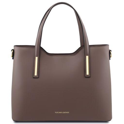 Olimpia Sac Cabas en Cuir Taupe foncé TL141412