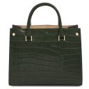 Croque Croc Print Leather Handbag Forest Green TL142504