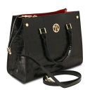 Croque Bolso a Mano en Piel Efecto Coco Negro TL142504