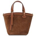 Glacette Bolso Cubo Secchiello en Piel Agamuzada Cognac TL142261