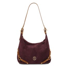 Sierra Borsa a Spalla in Pelle Scamosciata Bordeaux TL142419